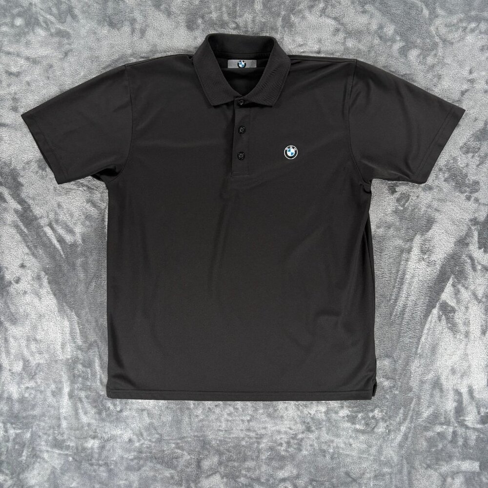 BMW Polo Shirt Mens M Black Embroidered Logo Car Dealership Staff Uniform